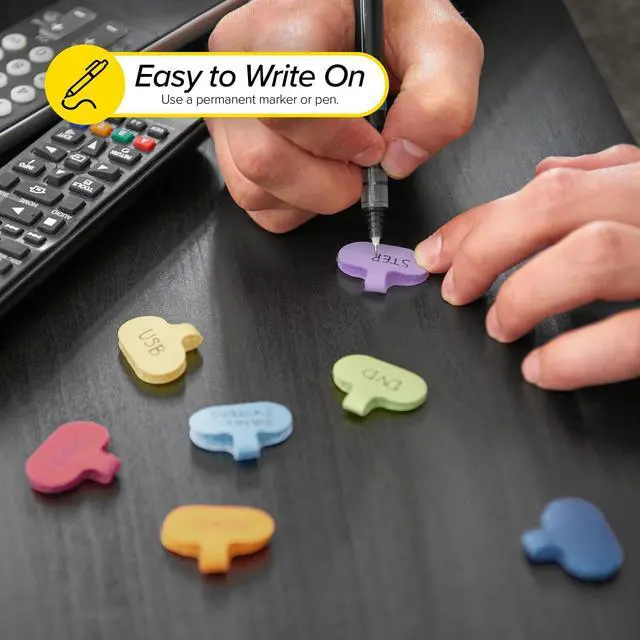 Alt view image 3 of 7 - Cable Labels - Oval, Macaron (36 Pack) Write On Cord Labeler Wire Label Tags