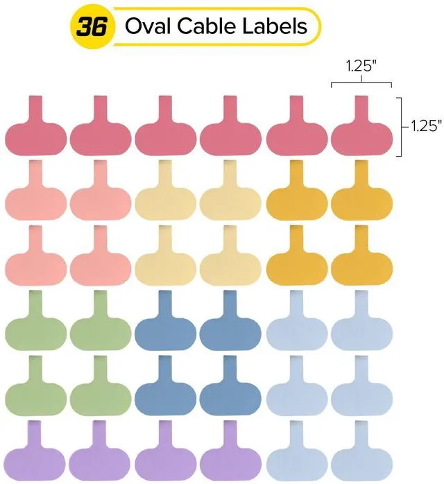 Alt view image 4 of 7 - Cable Labels - Oval, Macaron (36 Pack) Write On Cord Labeler Wire Label Tags