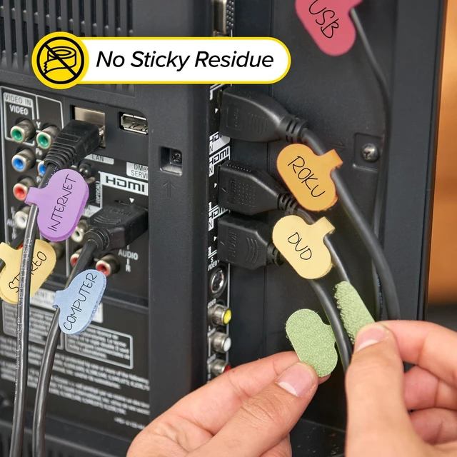 Alt view image 5 of 7 - Cable Labels - Oval, Macaron (36 Pack) Write On Cord Labeler Wire Label Tags