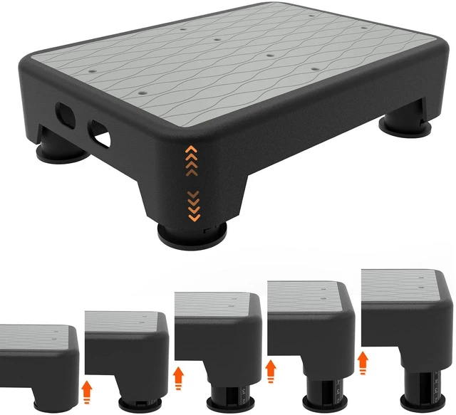 Main image of 5-Level Adjustable Step Stool, 700 LBS Capacity Safety Bed Step for Seniors, Exercise Setp Platform, Portable Stair Assist for Elderly, Wide Step up for Kitchen, Car, Bedside & Shower, Grey