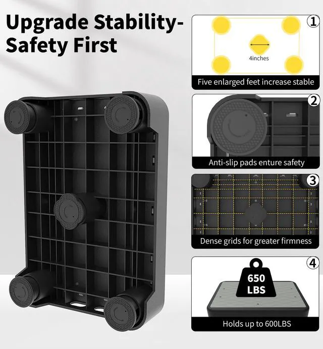 Alt view image 4 of 7 - 5-Level Adjustable Step Stool, 700 LBS Capacity Safety Bed Step for Seniors, Exercise Setp Platform, Portable Stair Assist for Elderly, Wide Step up for Kitchen, Car, Bedside & Shower, Grey