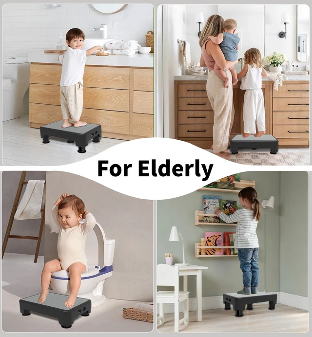 Alt view image 7 of 7 - 5-Level Adjustable Step Stool, 700 LBS Capacity Safety Bed Step for Seniors, Exercise Setp Platform, Portable Stair Assist for Elderly, Wide Step up for Kitchen, Car, Bedside & Shower, Grey