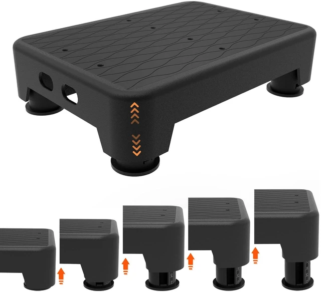 Main image of 5-Level Adjustable Step Stool, 700 LBS Capacity Safety Bed Step for Seniors, Exercise Setp Platform, Portable Stair Assist for Elderly, Wide Step up for Kitchen, Car, Bedside & Shower, Black