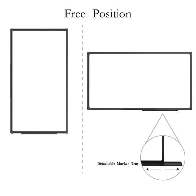 Alt view image 3 of 6 - Magnetic Whiteboard/White Board, Dry Erase Board 48 x 24 Inch, Black Aluminum Frame Wall Mounted Board for Office Home and School