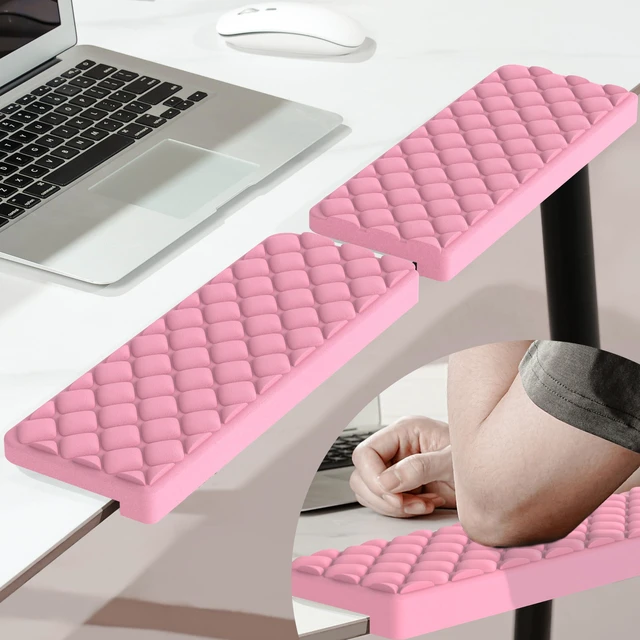 Main image of L-Shaped Desk Elbow Pad for Desk, Memory Foam Elbow Support Padding with Non-Slip, Ergonomic Desk Edge Cushion, Wrist Comfort Support for Office Home 2 Pcs (Diamond Pink)