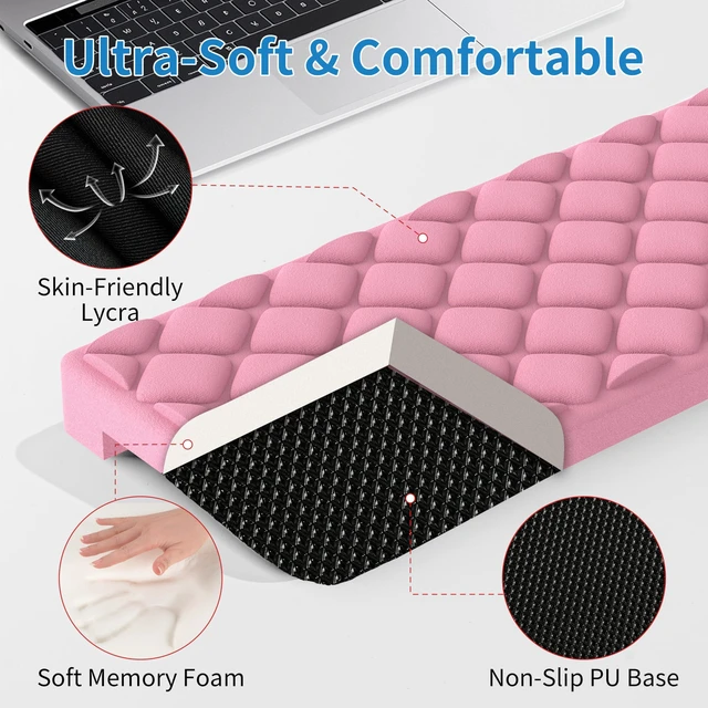 Alt view image 3 of 6 - L-Shaped Desk Elbow Pad for Desk, Memory Foam Elbow Support Padding with Non-Slip, Ergonomic Desk Edge Cushion, Wrist Comfort Support for Office Home 2 Pcs (Diamond Pink)