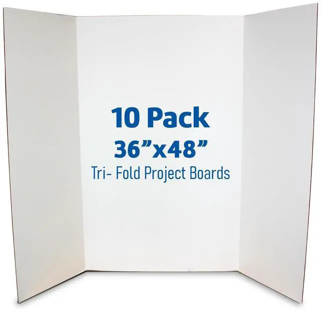 Main image of 36 x 48 Project Boards for Presentations, Science Fair, School Projects, Event Displays and Trifold Picture Board, Proudly Made in USA - Clay White - 10 Pack