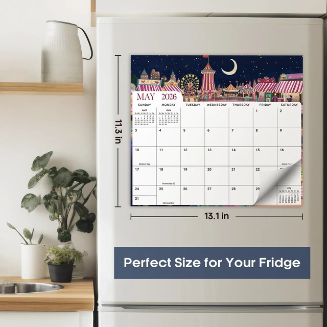 Alt view image 2 of 7 - 2026-2027 Magnetic Calendar for Refrigerator, Apr 2026-Dec 2027 21-Month Fridge Calendar 2026-2027 for Home Planning, Scheduling and Easy Organization, Colorful City