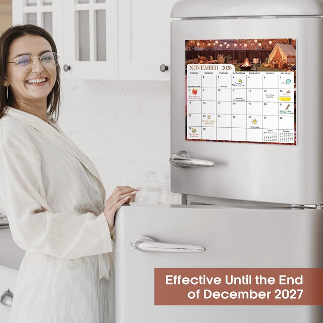 Alt view image 5 of 7 - 2026-2027 Magnetic Calendar for Refrigerator, Apr 2026-Dec 2027 21-Month Fridge Calendar 2026-2027 for Home Planning, Scheduling and Easy Organization, Colorful City