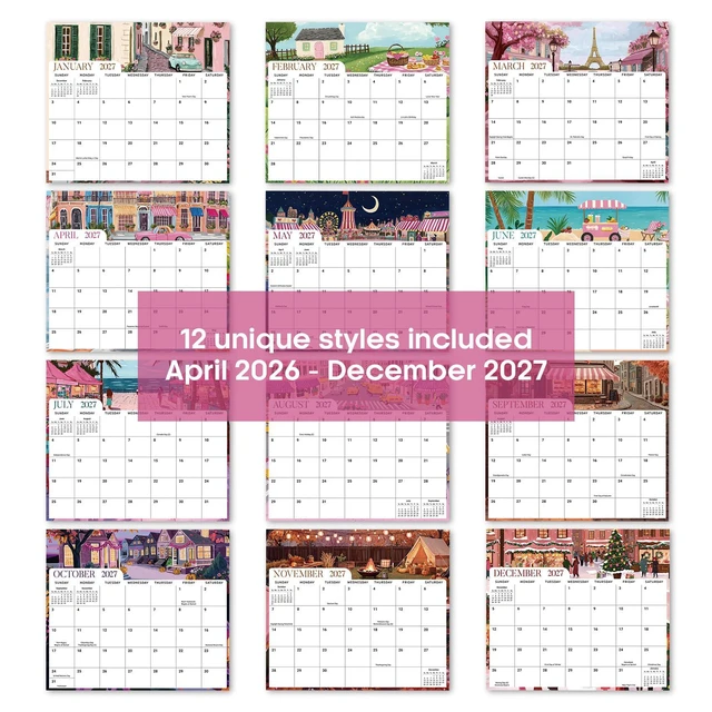 Alt view image 6 of 7 - 2026-2027 Magnetic Calendar for Refrigerator, Apr 2026-Dec 2027 21-Month Fridge Calendar 2026-2027 for Home Planning, Scheduling and Easy Organization, Colorful City