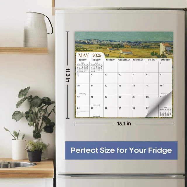 Alt view image 2 of 7 - 2026-2027 Magnetic Calendar for Refrigerator, Apr 2026-Dec 2027 21-Month Fridge Calendar 2026-2027 for Home Planning, Scheduling and Easy Organization, Van Gogh