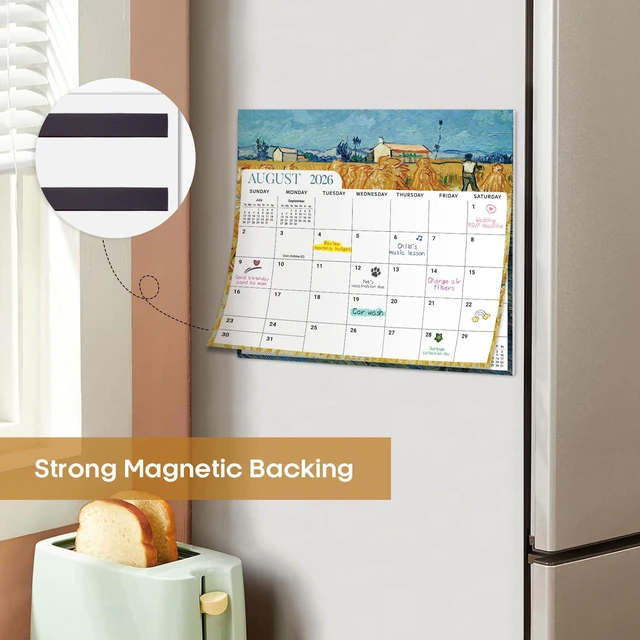 Alt view image 4 of 7 - 2026-2027 Magnetic Calendar for Refrigerator, Apr 2026-Dec 2027 21-Month Fridge Calendar 2026-2027 for Home Planning, Scheduling and Easy Organization, Van Gogh
