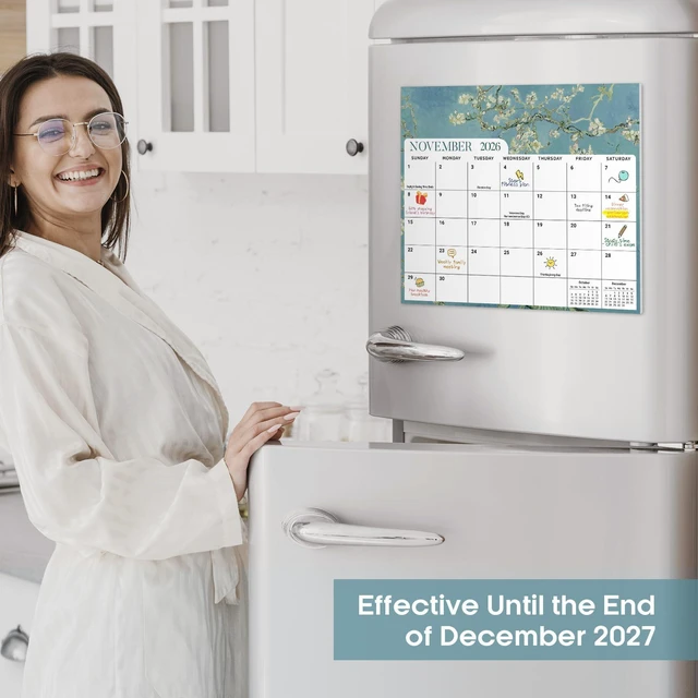Alt view image 5 of 7 - 2026-2027 Magnetic Calendar for Refrigerator, Apr 2026-Dec 2027 21-Month Fridge Calendar 2026-2027 for Home Planning, Scheduling and Easy Organization, Van Gogh