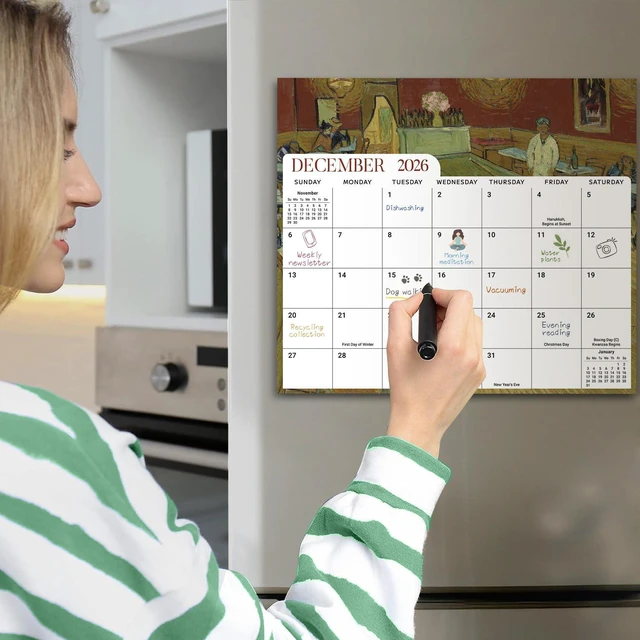 Alt view image 7 of 7 - 2026-2027 Magnetic Calendar for Refrigerator, Apr 2026-Dec 2027 21-Month Fridge Calendar 2026-2027 for Home Planning, Scheduling and Easy Organization, Van Gogh