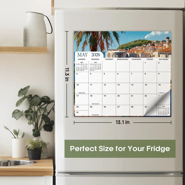 Alt view image 2 of 7 - 2026-2027 Magnetic Calendar for Refrigerator, Apr 2026-Dec 2027 21-Month Fridge Calendar 2026-2027 for Home Planning, Scheduling and Easy Organization, European Landscape