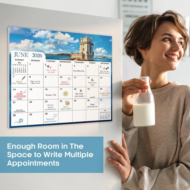 Alt view image 3 of 7 - 2026-2027 Magnetic Calendar for Refrigerator, Apr 2026-Dec 2027 21-Month Fridge Calendar 2026-2027 for Home Planning, Scheduling and Easy Organization, European Landscape