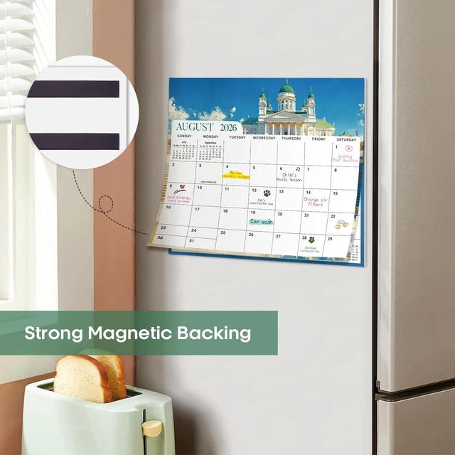 Alt view image 4 of 7 - 2026-2027 Magnetic Calendar for Refrigerator, Apr 2026-Dec 2027 21-Month Fridge Calendar 2026-2027 for Home Planning, Scheduling and Easy Organization, European Landscape