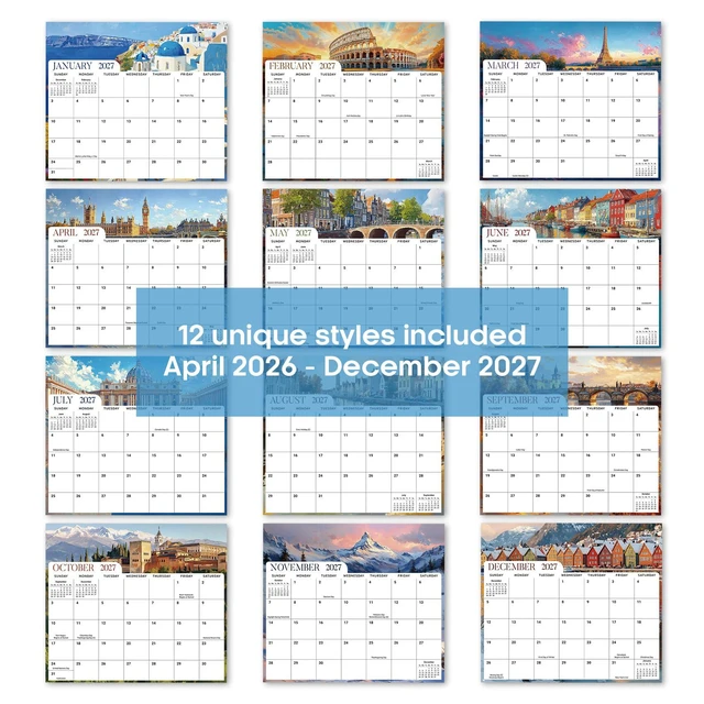 Alt view image 6 of 7 - 2026-2027 Magnetic Calendar for Refrigerator, Apr 2026-Dec 2027 21-Month Fridge Calendar 2026-2027 for Home Planning, Scheduling and Easy Organization, European Landscape