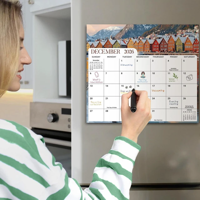 Alt view image 7 of 7 - 2026-2027 Magnetic Calendar for Refrigerator, Apr 2026-Dec 2027 21-Month Fridge Calendar 2026-2027 for Home Planning, Scheduling and Easy Organization, European Landscape