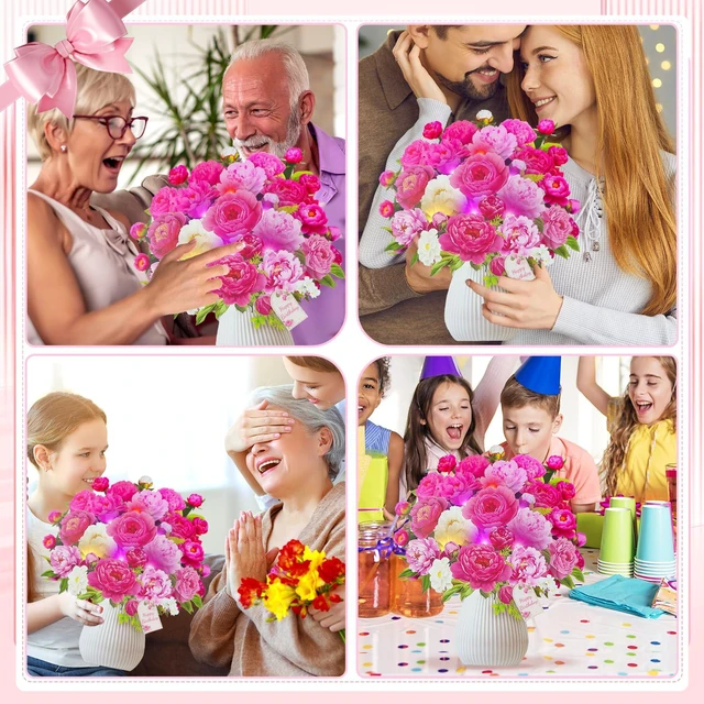 Alt view image 7 of 7 - Birthday Cards with MUSIC LIGHTS, 3D Pop Up Penoy Bouquet For Women 10 Inch Life Size, Play Birthday Song, Lights Dance, Paper Forever Flower, Musical Birthday Card Gift For Mom Grandma Wife