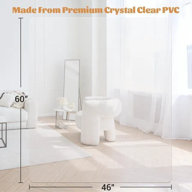 Alt view image 2 of 7 - Office Chair Mat,Easy Glide Hard Wood Tile Floor Mats Clear Desk Chair Mat for Home Office Rolling Chair,Heavy Duty Floor Protector -46"x60" Rectangular