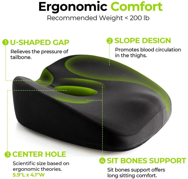 Alt view image 3 of 7 - Innovative Donut Pillow Hemorrhoids Scientific Center Hole and Tailbone Cutout, Orthopedic Pain Relief Donut Seat Cushion for Coccyx, Sciatica, Postpartum Pregnancy, After Surgery Sitting Relief