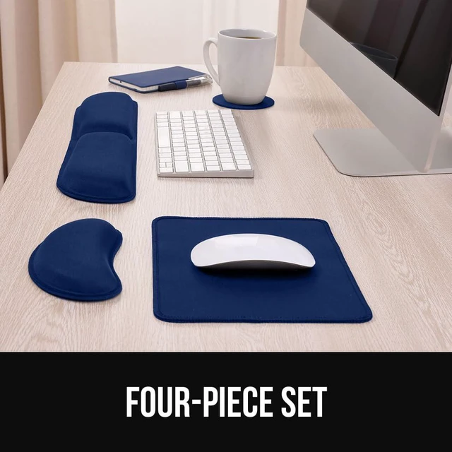 Alt view image 7 of 7 - Memory Foam Wrist Rest for Computer Keyboard, 4 Piece Navy Blue