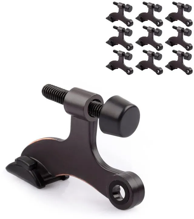 Main image of 10 Pack Hinge Pin Door Stopper Oil Rubbed Bronze - Adjustable Heavy Duty Hinge Pin Door Stop with Black Rubber Bumper Tips