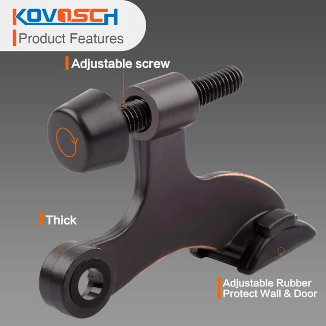 Alt view image 2 of 6 - 10 Pack Hinge Pin Door Stopper Oil Rubbed Bronze - Adjustable Heavy Duty Hinge Pin Door Stop with Black Rubber Bumper Tips