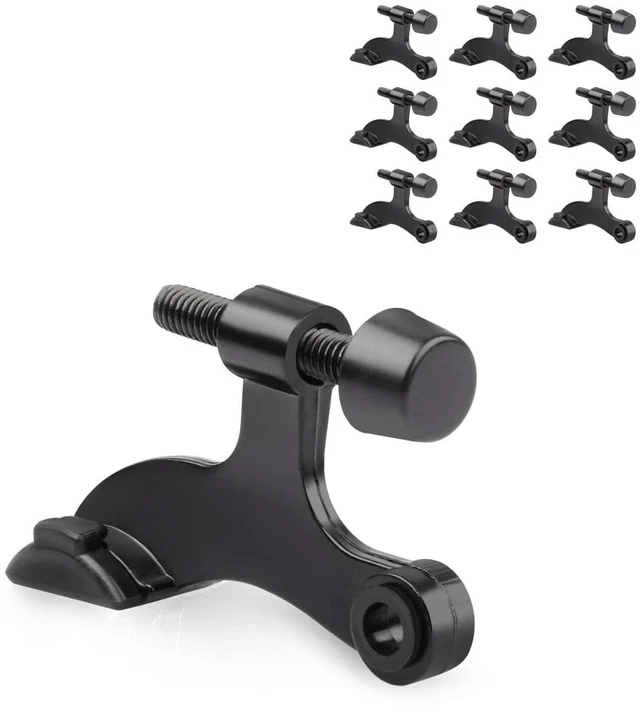 Main image of 10 Pack Hinge Pin Door Stopper Black - Adjustable Heavy Duty Hinge Pin Door Stop with Black Rubber Bumper Tips