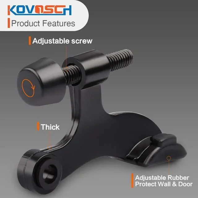 Alt view image 2 of 6 - 10 Pack Hinge Pin Door Stopper Black - Adjustable Heavy Duty Hinge Pin Door Stop with Black Rubber Bumper Tips