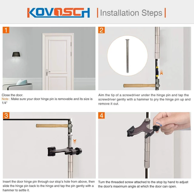 Alt view image 6 of 6 - 10 Pack Hinge Pin Door Stopper Oil Rubbed Bronze - Adjustable Heavy Duty Hinge Pin Door Stop with Black Rubber Bumper Tips