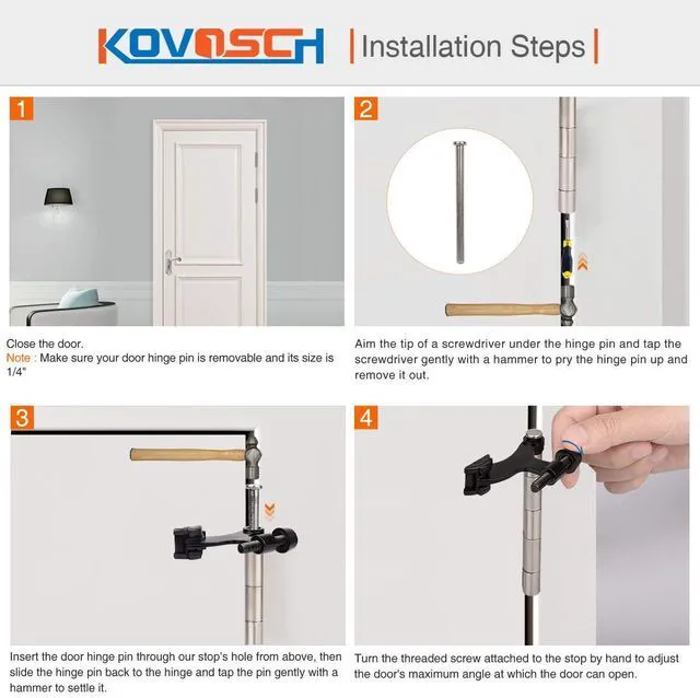 Alt view image 6 of 6 - 10 Pack Hinge Pin Door Stopper Black - Adjustable Heavy Duty Hinge Pin Door Stop with Black Rubber Bumper Tips