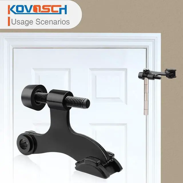 Alt view image 5 of 6 - 10 Pack Hinge Pin Door Stopper Black - Adjustable Heavy Duty Hinge Pin Door Stop with Black Rubber Bumper Tips