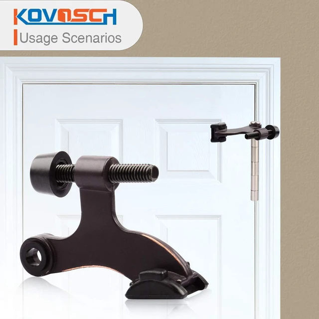 Alt view image 5 of 6 - 10 Pack Hinge Pin Door Stopper Oil Rubbed Bronze - Adjustable Heavy Duty Hinge Pin Door Stop with Black Rubber Bumper Tips