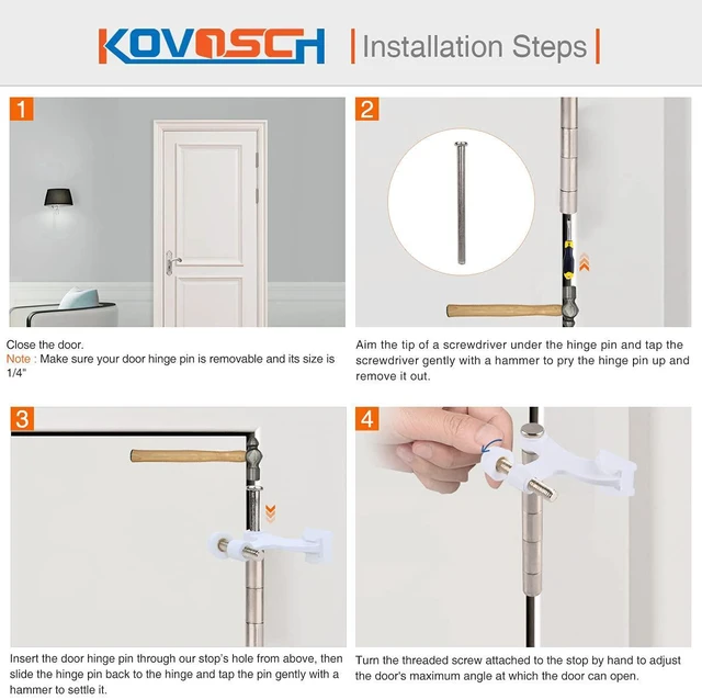 Alt view image 6 of 6 - 10 Pack Hinge Pin Door Stopper White - Adjustable Heavy Duty Hinge Pin Door Stop with White Rubber Bumper Tips