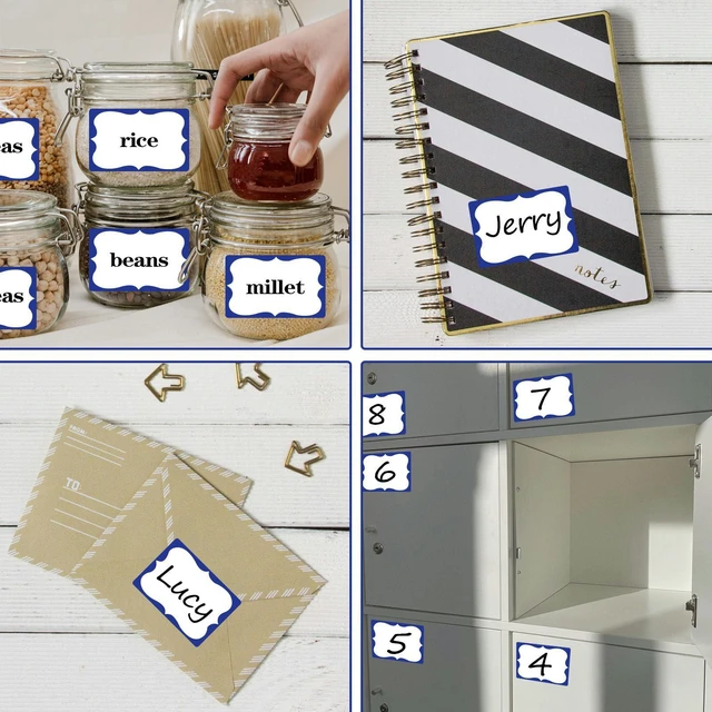 Alt view image 4 of 7 - Plain Name Tags Sticker White with Blue Border 3" x 2" Sticky Name Stickers,Nametags 200 Pcs Adhesive Name Tag Labels, Stickers for Clothes,School,Office,Home,Classroom (Pack of 3)