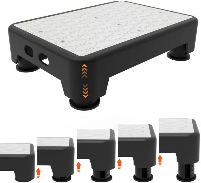 Main image of 5-Level Adjustable Step Stool, 700 LBS Capacity Safety Bed Step for Seniors, Exercise Setp Platform, Portable Stair Assist for Elderly, Wide Step up for Kitchen, Car, Bedside & Shower, White