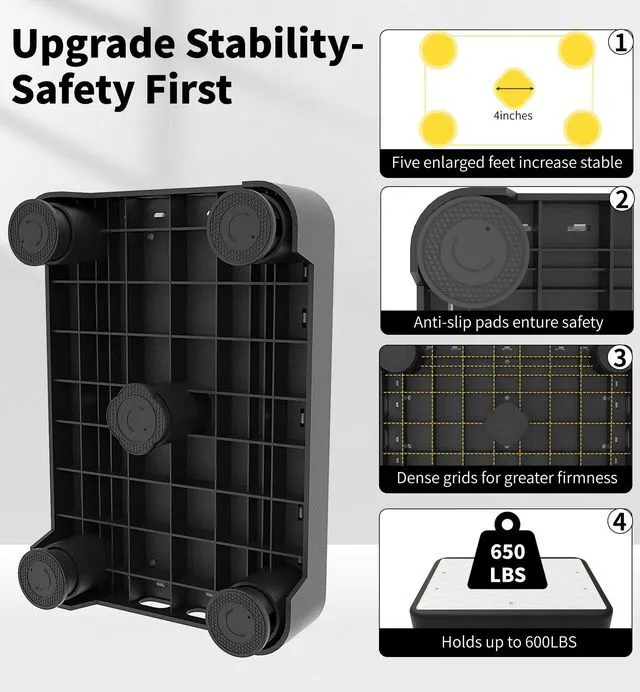 Alt view image 4 of 7 - 5-Level Adjustable Step Stool, 700 LBS Capacity Safety Bed Step for Seniors, Exercise Setp Platform, Portable Stair Assist for Elderly, Wide Step up for Kitchen, Car, Bedside & Shower, White