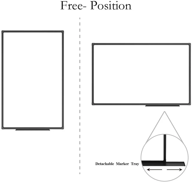 Alt view image 3 of 7 - Magnetic Whiteboard, Dry Erase Board 48 x 31 Inch Black Aluminum Frame Wall Mounted Board for Office Home and School