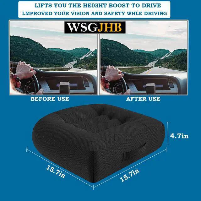 Alt view image 3 of 7 - Car Booster Seat Cushion Posture Cushion for Long Sitting Portable Breathable Mesh, Effectively Increase The Field of View Ideal for Office, Home, Car Angle Lift Seat Cushions,Black