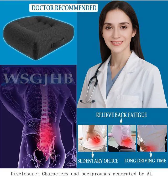 Alt view image 4 of 7 - Car Booster Seat Cushion Posture Cushion for Long Sitting Portable Breathable Mesh, Effectively Increase The Field of View Ideal for Office, Home, Car Angle Lift Seat Cushions,Black