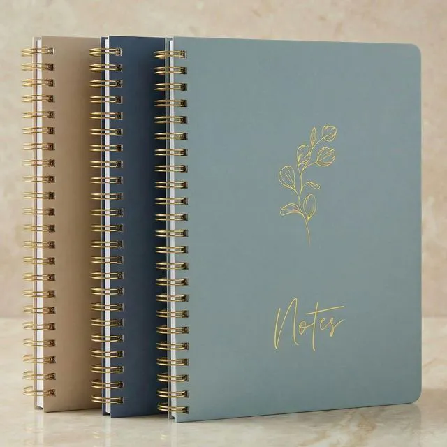 Main image of Aesthetic Spiral Notebook Set of 3 For Women - Cute College Ruled Journals 8x6 Journal Notebook with Large Pockets and Lined Pages - Perfect Supplies to Stay Organized at Work or School