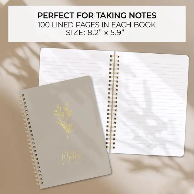Alt view image 3 of 7 - Aesthetic Spiral Notebook Set of 3 For Women - Cute College Ruled Journals 8x6 Journal Notebook with Large Pockets and Lined Pages - Perfect Supplies to Stay Organized at Work or School