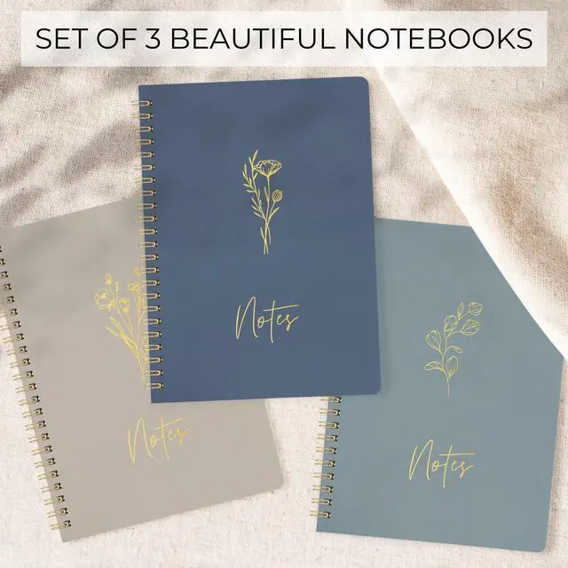 Alt view image 4 of 7 - Aesthetic Spiral Notebook Set of 3 For Women - Cute College Ruled Journals 8x6 Journal Notebook with Large Pockets and Lined Pages - Perfect Supplies to Stay Organized at Work or School