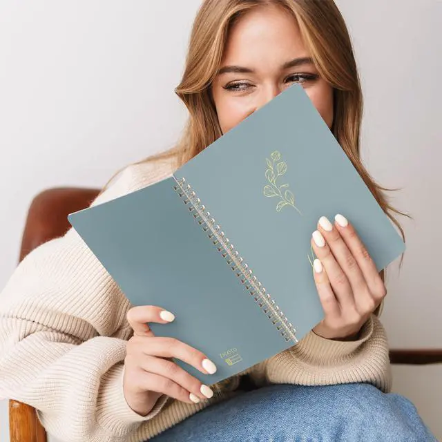 Alt view image 7 of 7 - Aesthetic Spiral Notebook Set of 3 For Women - Cute College Ruled Journals 8x6 Journal Notebook with Large Pockets and Lined Pages - Perfect Supplies to Stay Organized at Work or School