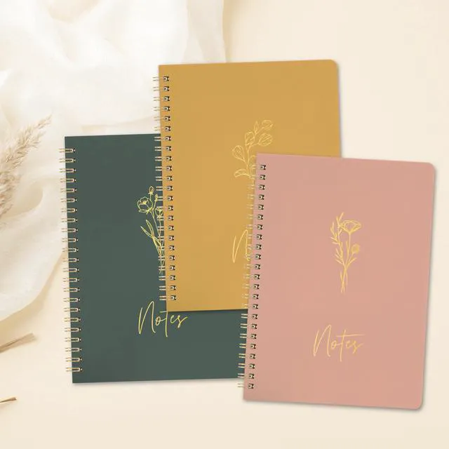 Alt view image 2 of 7 - Aesthetic Spiral Notebook Set of 3 - Cute 8x6 College Ruled Journals College Ruled Journals with Pockets - Perfect for Women to Stay Organized at Work or School
