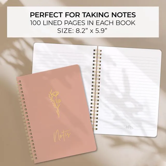 Alt view image 3 of 7 - Aesthetic Spiral Notebook Set of 3 - Cute 8x6 College Ruled Journals College Ruled Journals with Pockets - Perfect for Women to Stay Organized at Work or School