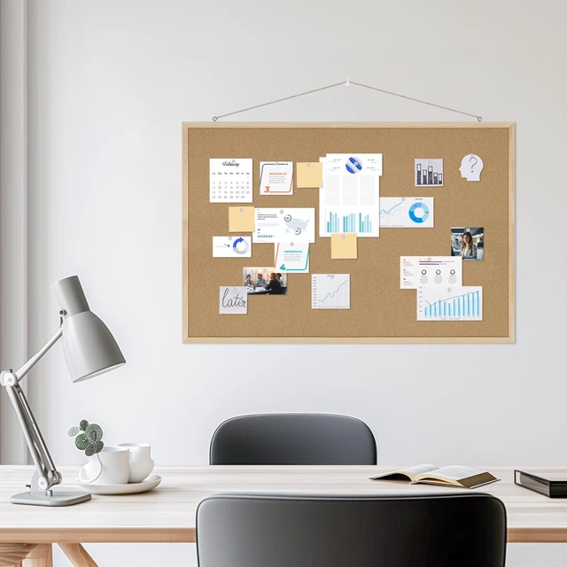 Alt view image 5 of 7 - Bulletin Board for Office with Pin Oak Wood Boards 2Pack,36x24 Cork Board Message Board or Vision Board