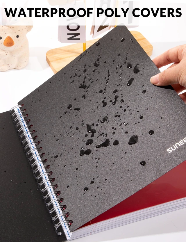 Alt view image 5 of 7 - Graph Paper Notebook 4x4 Grid Ruled 300 Pages, 5 Tabbed Pocket Dividers, 8"x10.5", 3 Hole Punched, Durable PP Cover Spiral Grid Notebook for Engineering, Work, School, Black
